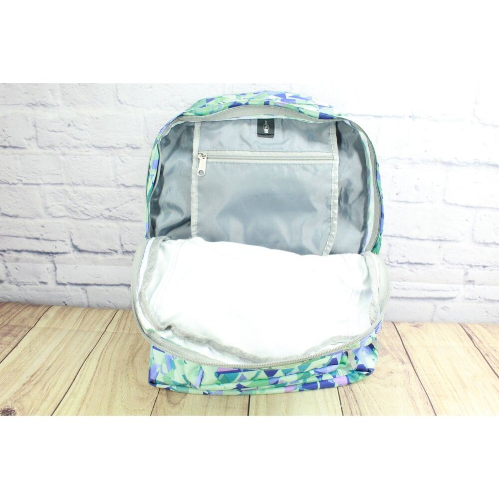 LL Bean Big Kids Citron Geo Polyester Deluxe Book Pack 37L Print School Backpack - Picture 9 of 12